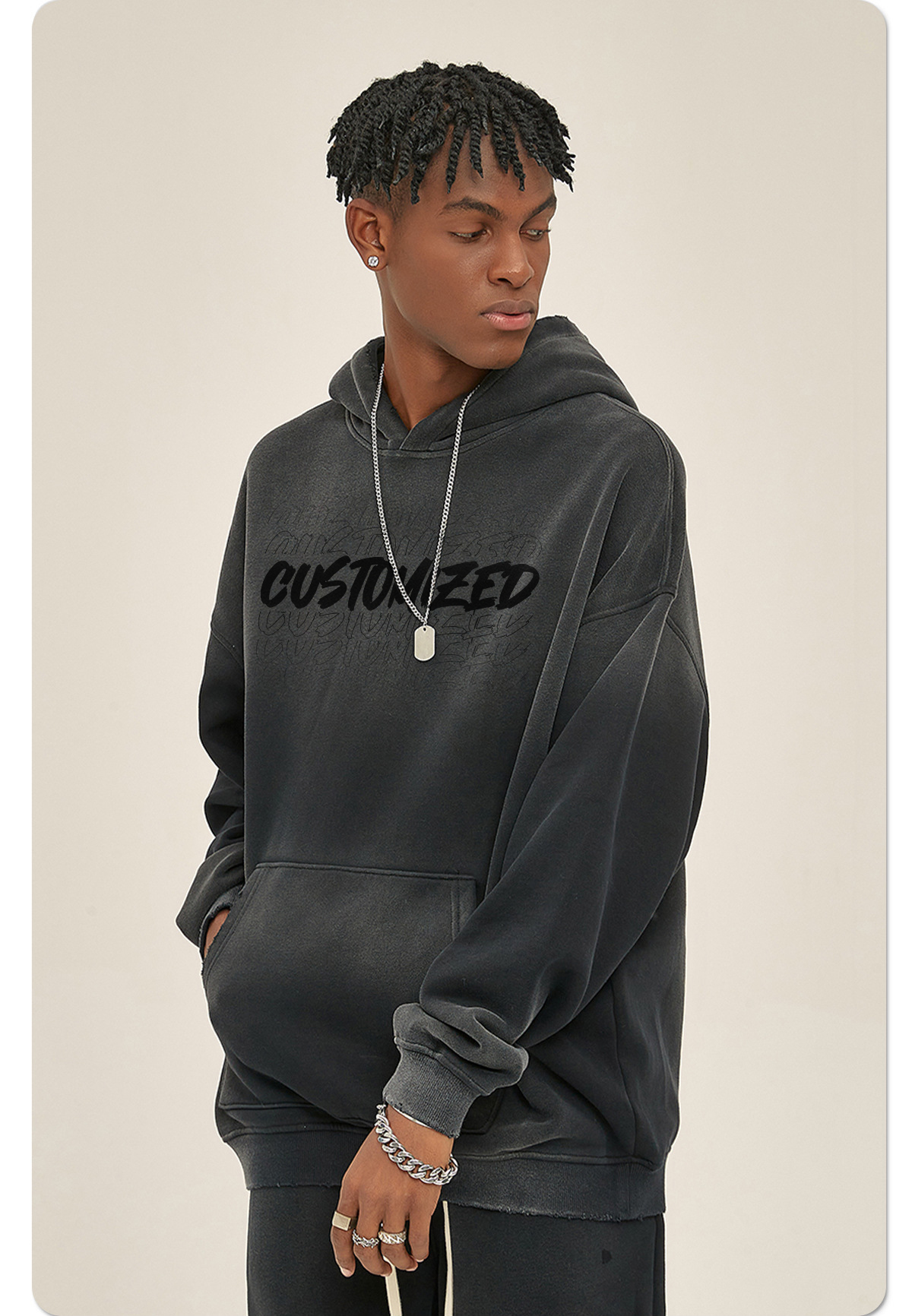 Vintage Washed High Quality Thick Cotton French Terry Drop Shoulders Oversized Boxy Fit Pullover Hoodies
