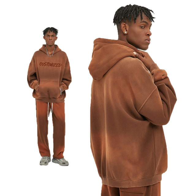 Vintage Washed High Quality Thick Cotton French Terry Drop Shoulders Oversized Boxy Fit Pullover Hoodies