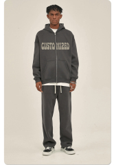 Wholesale Streetwear 100% Cotton Thick Patch Hoodie Full Zip Up Neck Oversized Hoodie Custom For Unisex