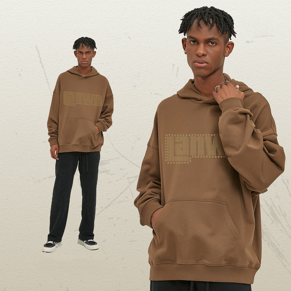 Custom Hoodie Pullover Sweatshirt Fashion Logo Custom Rhinestone Hoodies