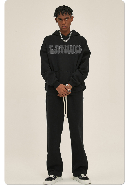 Custom Hoodie Pullover Sweatshirt Fashion Logo Custom Rhinestone Hoodies