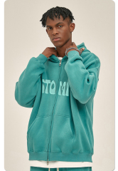 Wholesale Streetwear 100% Cotton Thick Patch Hoodie Full Zip Up Neck Oversized Hoodie Custom For Unisex