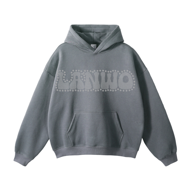 Custom Hoodie Pullover Sweatshirt Fashion Logo Custom Rhinestone Hoodies