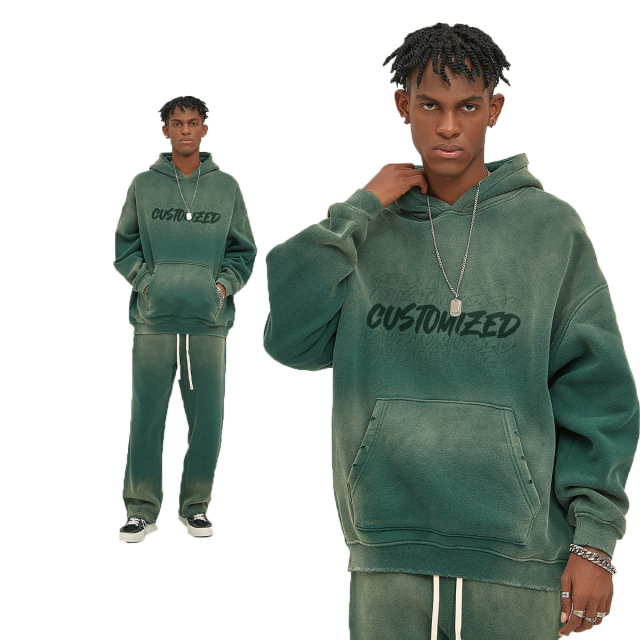 Vintage Washed High Quality Thick Cotton French Terry Drop Shoulders Oversized Boxy Fit Pullover Hoodies