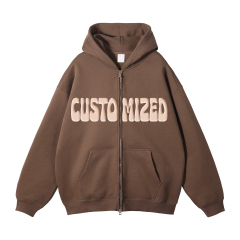 Wholesale Streetwear 100% Cotton Thick Patch Hoodie Full Zip Up Neck Oversized Hoodie Custom For Unisex