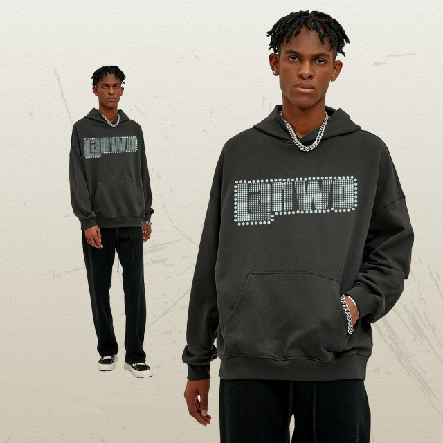 Custom Hoodie Pullover Sweatshirt Fashion Logo Custom Rhinestone Hoodies