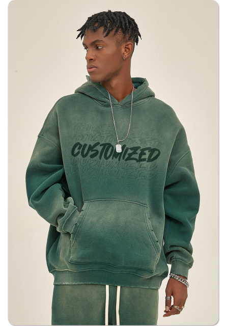 Vintage Washed High Quality Thick Cotton French Terry Drop Shoulders Oversized Boxy Fit Pullover Hoodies