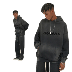 Vintage Washed High Quality Thick Cotton French Terry Drop Shoulders Oversized Boxy Fit Pullover Hoodies