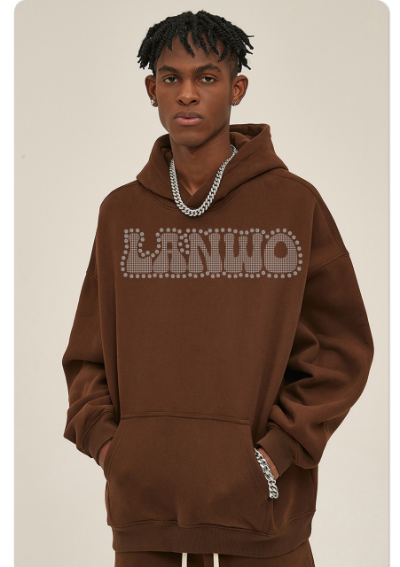 Custom Hoodie Pullover Sweatshirt Fashion Logo Custom Rhinestone Hoodies