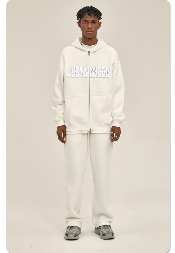 Wholesale Streetwear 100% Cotton Thick Patch Hoodie Full Zip Up Neck Oversized Hoodie Custom For Unisex