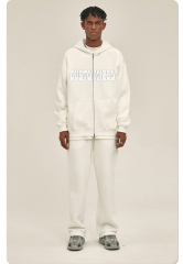 Wholesale Streetwear 100% Cotton Thick Patch Hoodie Full Zip Up Neck Oversized Hoodie Custom For Unisex