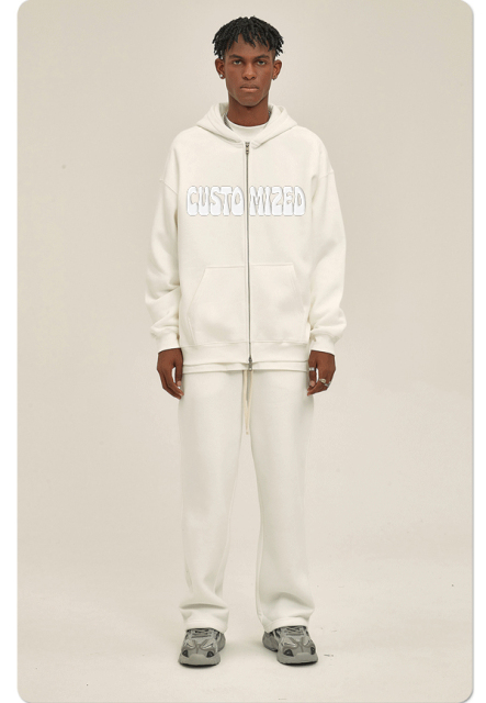 Wholesale Streetwear 100% Cotton Thick Patch Hoodie Full Zip Up Neck Oversized Hoodie Custom For Unisex