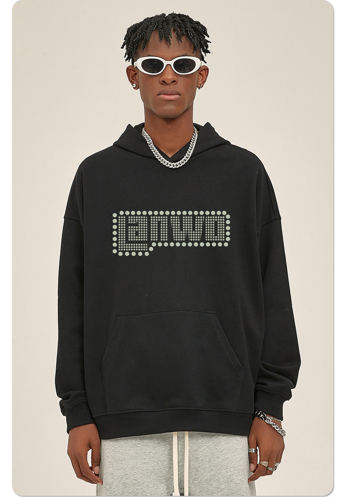 Custom Hoodie Pullover Sweatshirt Fashion Logo Custom Rhinestone Hoodies