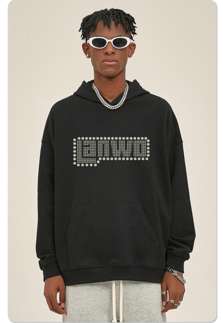 Custom Hoodie Pullover Sweatshirt Fashion Logo Custom Rhinestone Hoodies