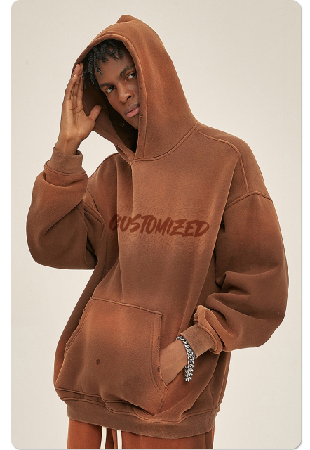 Vintage Washed High Quality Thick Cotton French Terry Drop Shoulders Oversized Boxy Fit Pullover Hoodies