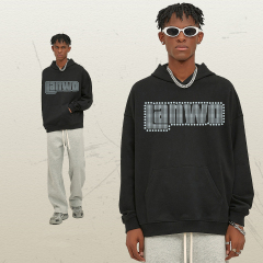 Custom Hoodie Pullover Sweatshirt Fashion Logo Custom Rhinestone Hoodies