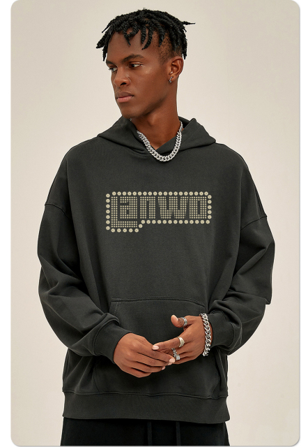 Custom Hoodie Pullover Sweatshirt Fashion Logo Custom Rhinestone Hoodies