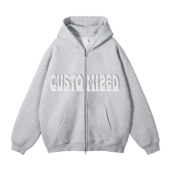 Wholesale Streetwear 100% Cotton Thick Patch Hoodie Full Zip Up Neck Oversized Hoodie Custom For Unisex