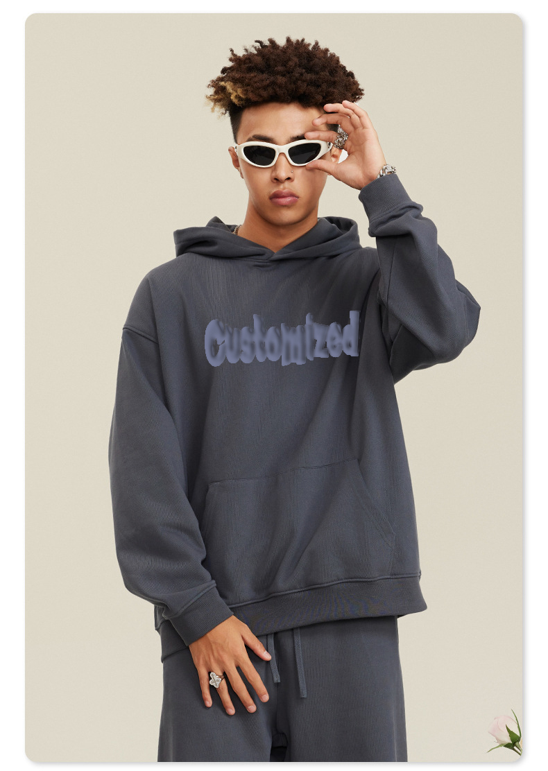 Fashion Design Oem Custom Printed Pullover 400gsm Fleece Sweatshirt Thick Oversized Boxy Fit Cropped Hoodie For Men