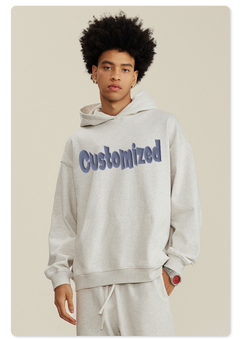 Fashion Design Oem Custom Printed Pullover 400gsm Fleece Sweatshirt Thick Oversized Boxy Fit Cropped Hoodie For Men