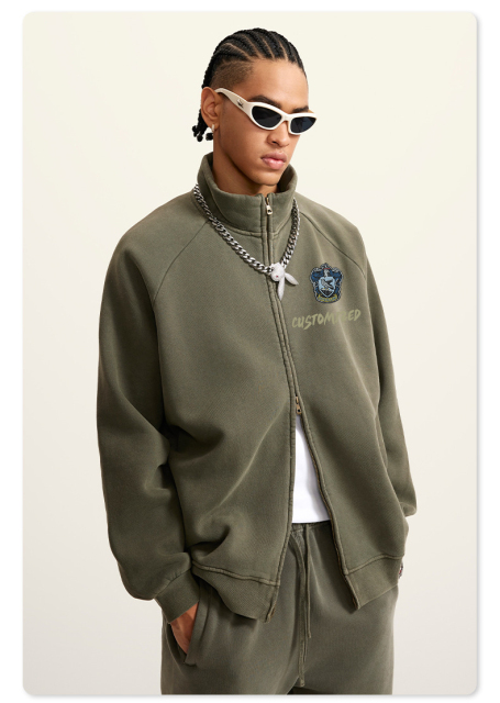 Men's Genuine Leather Jacket French 1.8mm Thick Sheepskin High-grade Embroidery