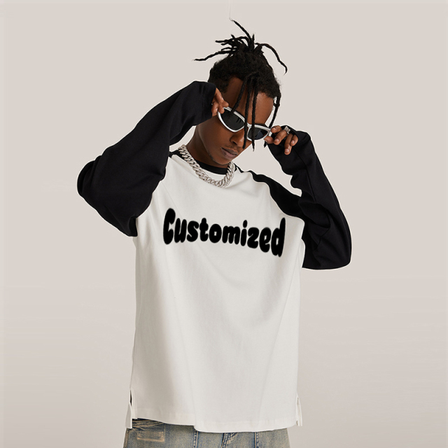 Custom Men's Sweatshirt Boxy Fitting Mock Neck Cotton Crewneck Streetwear Men's Hoodies & Sweatshirts Color-blocking sweatshirt