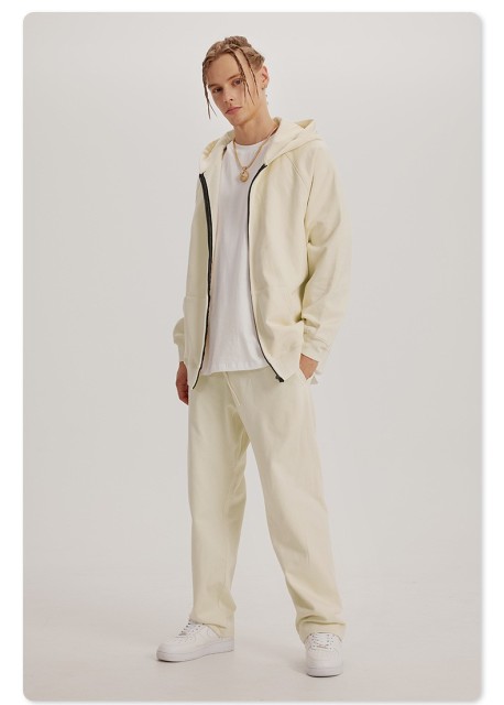 Custom Men Streetwear Heavyweight Grey Blank Boxy 450 Gsm Zip Up Hoodie 100% Cotton