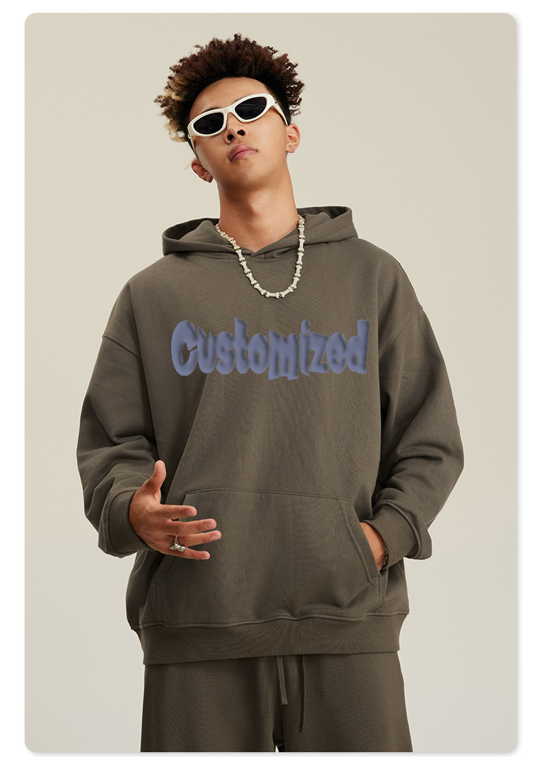 Fashion Design Oem Custom Printed Pullover 400gsm Fleece Sweatshirt Thick Oversized Boxy Fit Cropped Hoodie For Men