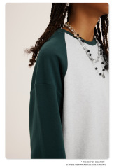 Custom Men's Sweatshirt Boxy Fitting Mock Neck Cotton Crewneck Streetwear Men's Hoodies & Sweatshirts Color-blocking sweatshirt