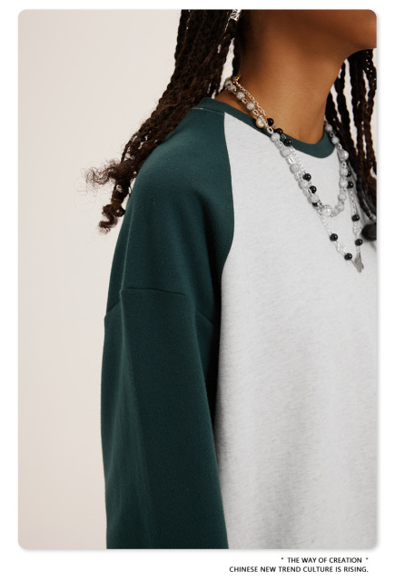 Custom Men's Sweatshirt Boxy Fitting Mock Neck Cotton Crewneck Streetwear Men's Hoodies & Sweatshirts Color-blocking sweatshirt