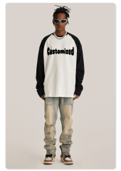 Custom Men's Sweatshirt Boxy Fitting Mock Neck Cotton Crewneck Streetwear Men's Hoodies & Sweatshirts Color-blocking sweatshirt