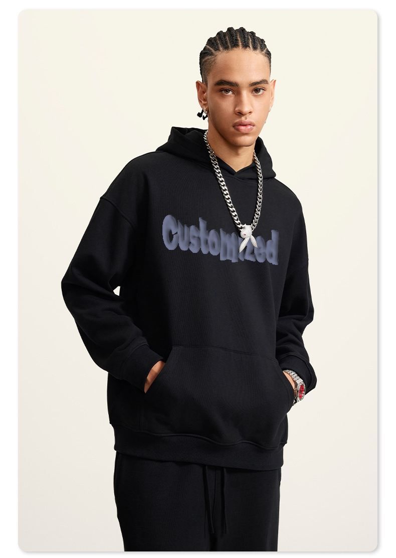 Fashion Design Oem Custom Printed Pullover 400gsm Fleece Sweatshirt Thick Oversized Boxy Fit Cropped Hoodie For Men