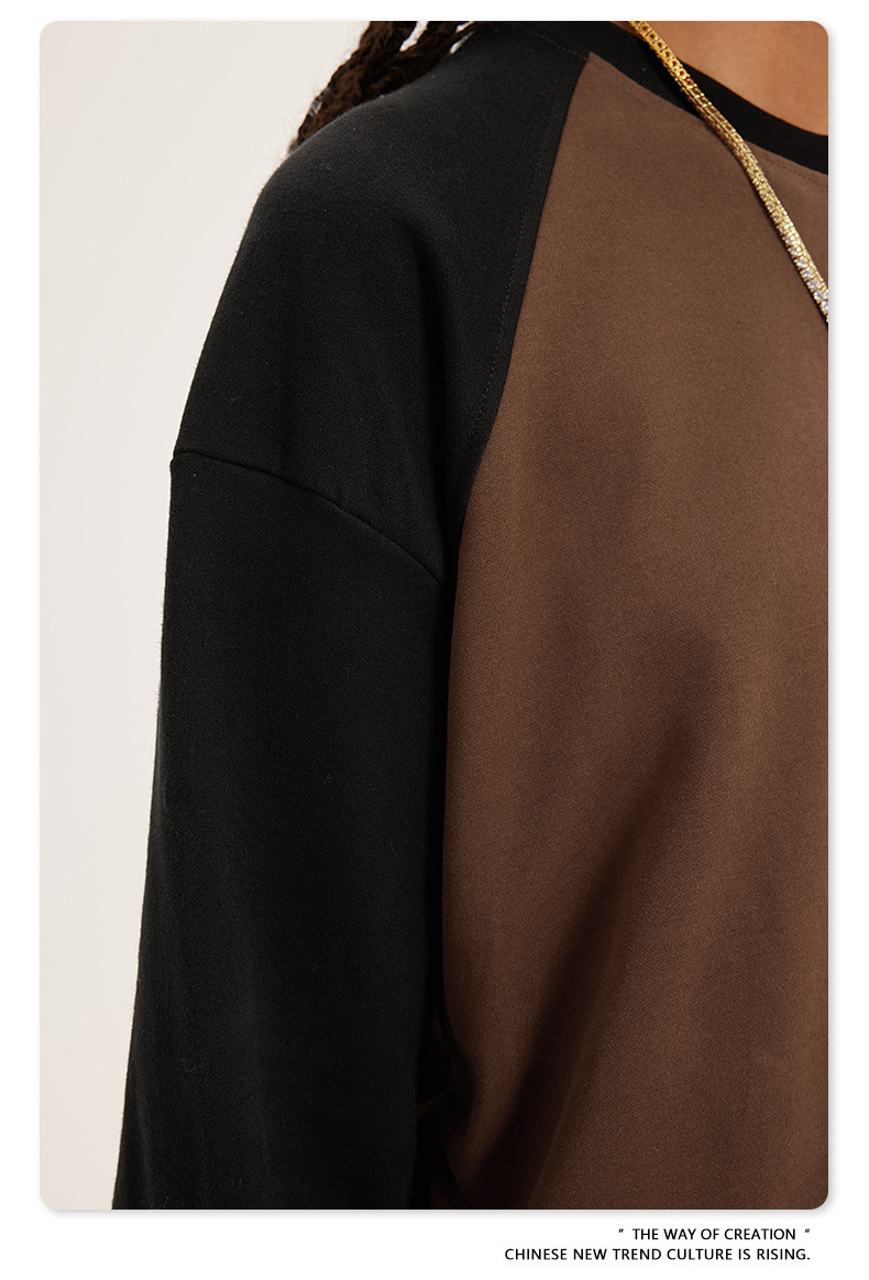 Custom Men's Sweatshirt Boxy Fitting Mock Neck Cotton Crewneck Streetwear Men's Hoodies & Sweatshirts Color-blocking sweatshirt