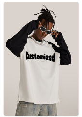 Custom Men's Sweatshirt Boxy Fitting Mock Neck Cotton Crewneck Streetwear Men's Hoodies & Sweatshirts Color-blocking sweatshirt