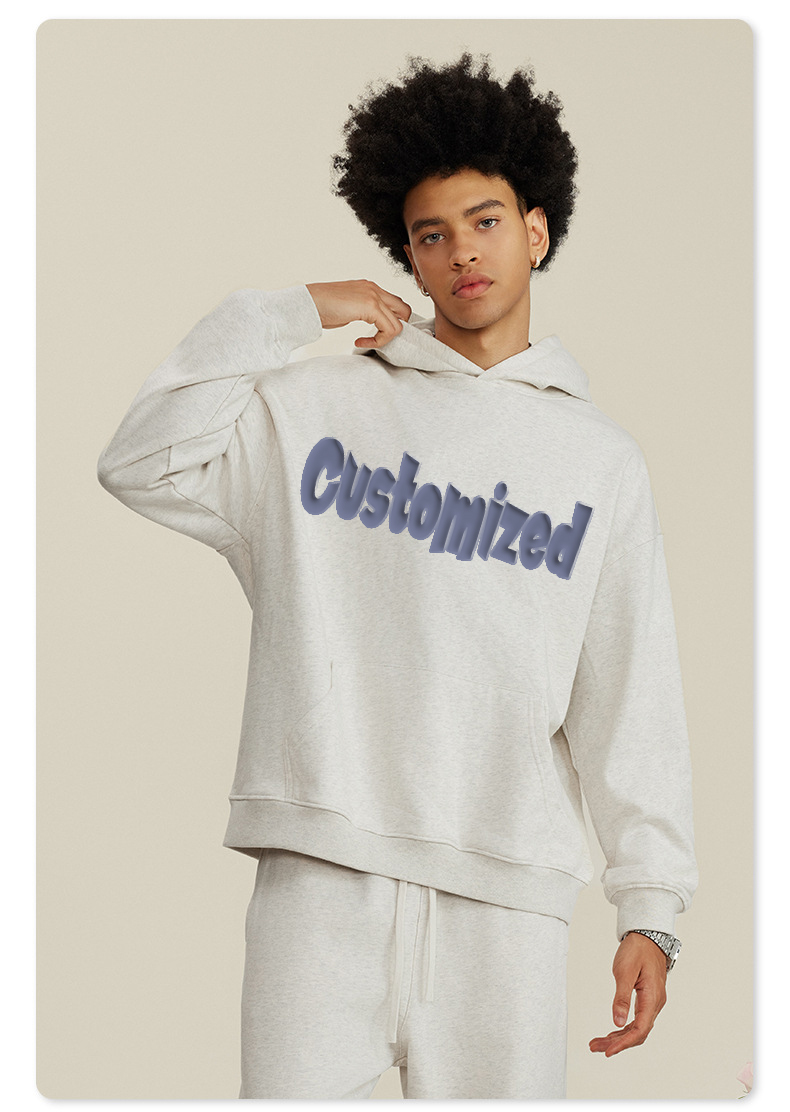 Fashion Design Oem Custom Printed Pullover 400gsm Fleece Sweatshirt Thick Oversized Boxy Fit Cropped Hoodie For Men