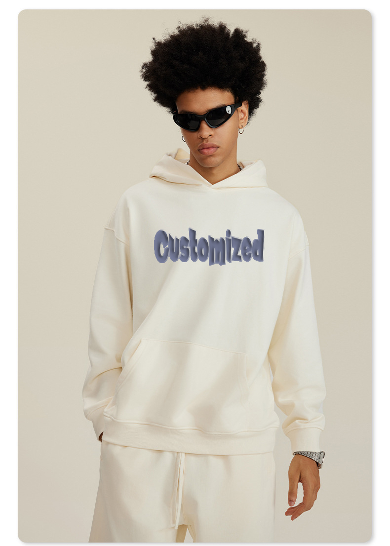 Fashion Design Oem Custom Printed Pullover 400gsm Fleece Sweatshirt Thick Oversized Boxy Fit Cropped Hoodie For Men