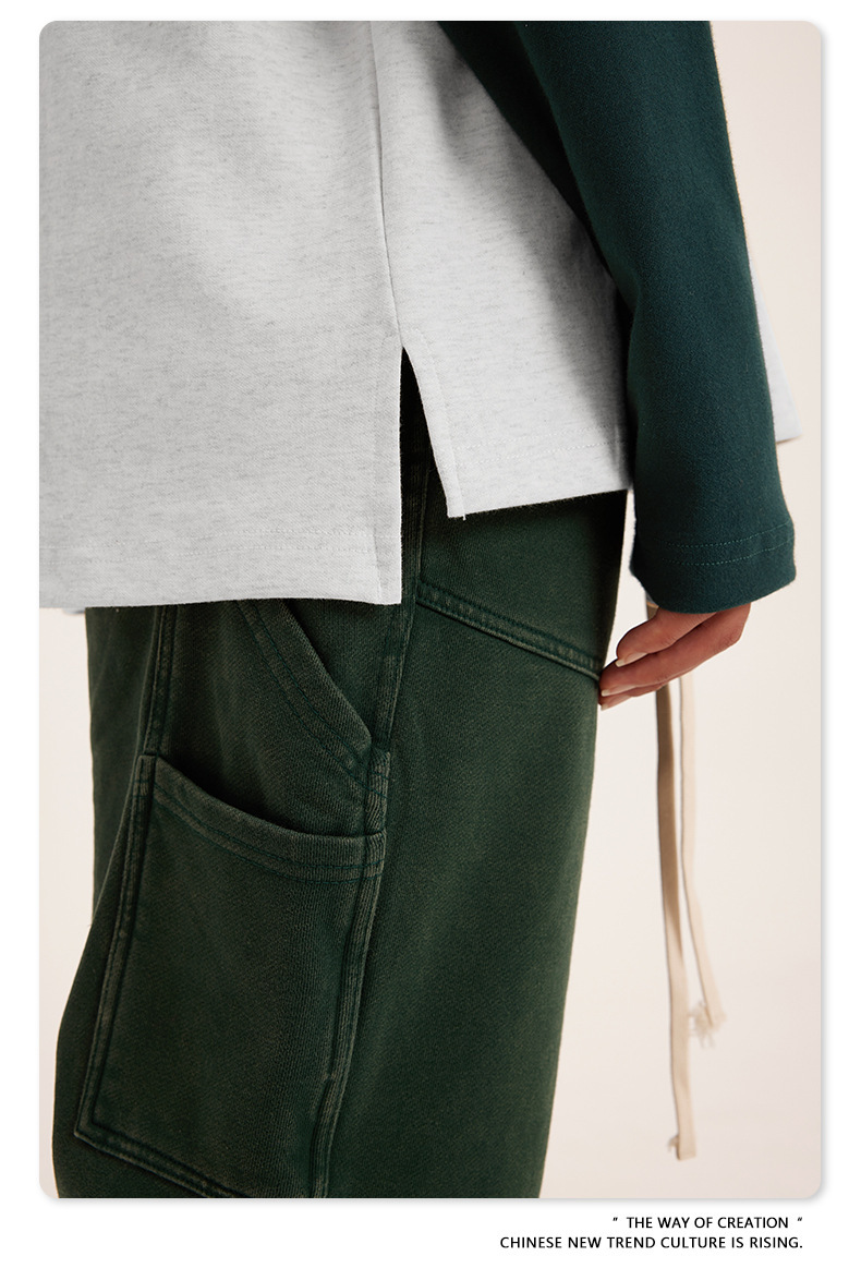 Custom Men's Sweatshirt Boxy Fitting Mock Neck Cotton Crewneck Streetwear Men's Hoodies & Sweatshirts Color-blocking sweatshirt