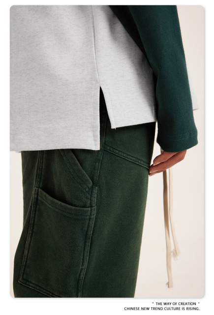 Custom Men's Sweatshirt Boxy Fitting Mock Neck Cotton Crewneck Streetwear Men's Hoodies & Sweatshirts Color-blocking sweatshirt