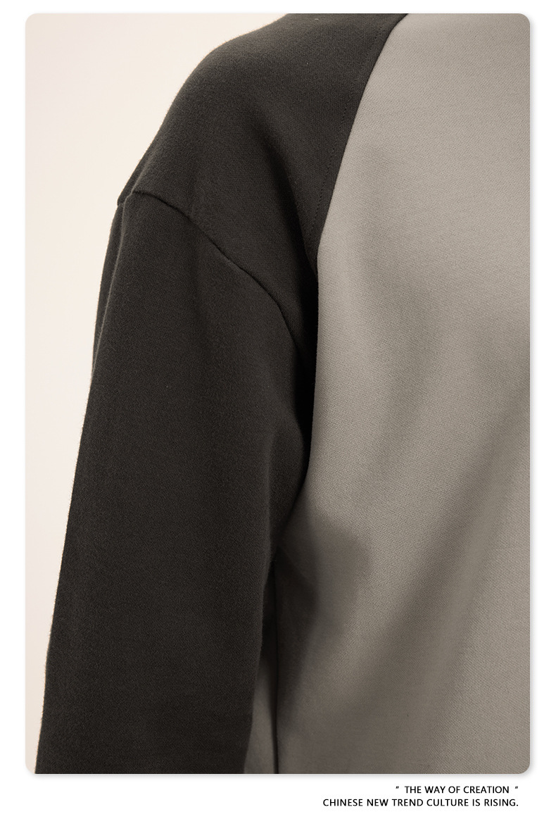 Custom Men's Sweatshirt Boxy Fitting Mock Neck Cotton Crewneck Streetwear Men's Hoodies & Sweatshirts Color-blocking sweatshirt