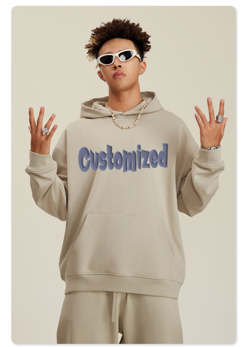 Fashion Design Oem Custom Printed Pullover 400gsm Fleece Sweatshirt Thick Oversized Boxy Fit Cropped Hoodie For Men