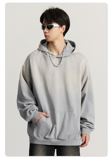 Wholesale Baggy Street Style Vintage Wash Acid Baggy Hoodies Custom Logo Heavyweight Distressed Oversized Hoodies