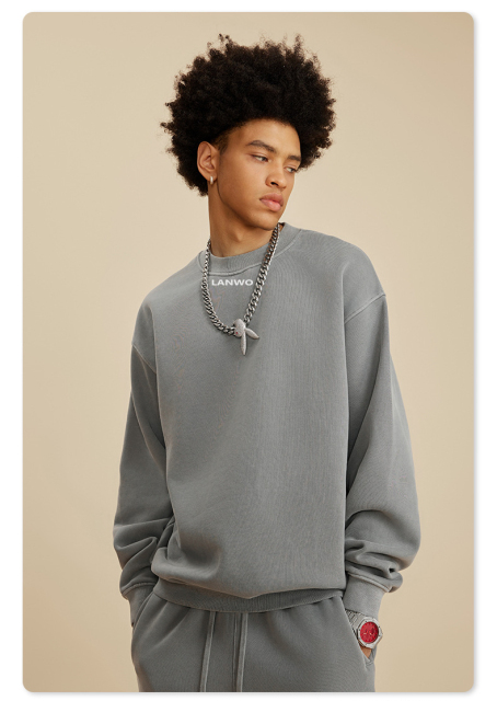 Hot Sale 440 Gsm Heavy Weight French Terry Pullover Sweater Wholesale Custom Logo Crew Neck Sweatshirt