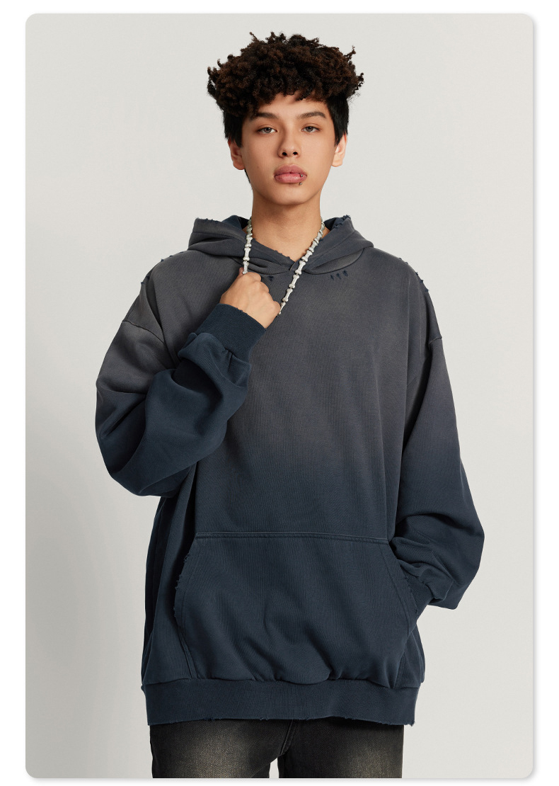 Wholesale Baggy Street Style Vintage Wash Acid Baggy Hoodies Custom Logo Heavyweight Distressed Oversized Hoodies