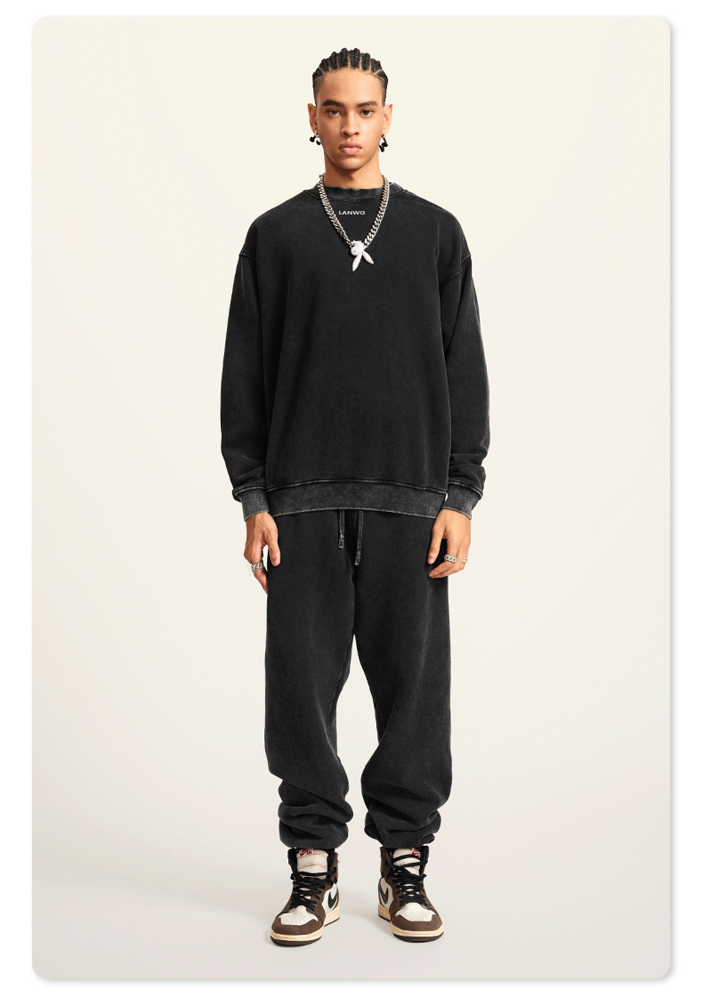 Hot Sale 440 Gsm Heavy Weight French Terry Pullover Sweater Wholesale Custom Logo Crew Neck Sweatshirt