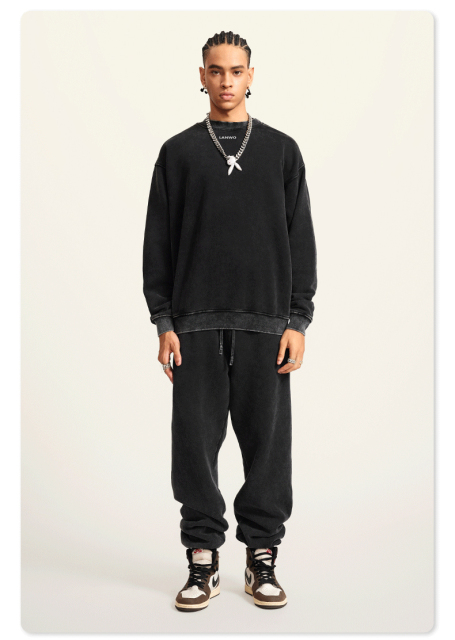 Hot Sale 440 Gsm Heavy Weight French Terry Pullover Sweater Wholesale Custom Logo Crew Neck Sweatshirt