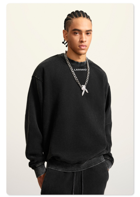 Hot Sale 440 Gsm Heavy Weight French Terry Pullover Sweater Wholesale Custom Logo Crew Neck Sweatshirt