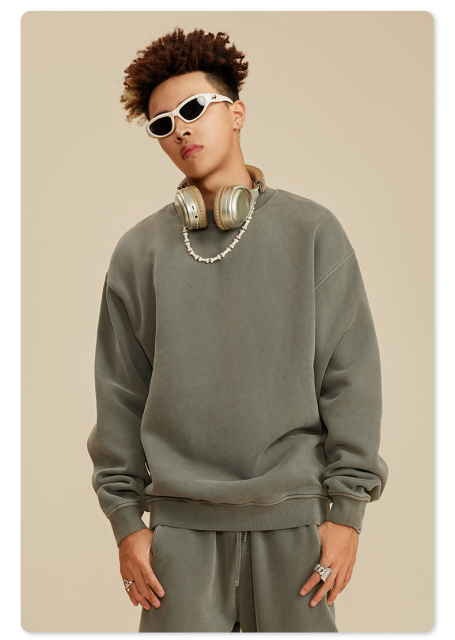 Hot Sale 440 Gsm Heavy Weight French Terry Pullover Sweater Wholesale Custom Logo Crew Neck Sweatshirt