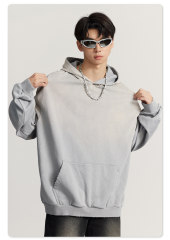 Wholesale Baggy Street Style Vintage Wash Acid Baggy Hoodies Custom Logo Heavyweight Distressed Oversized Hoodies