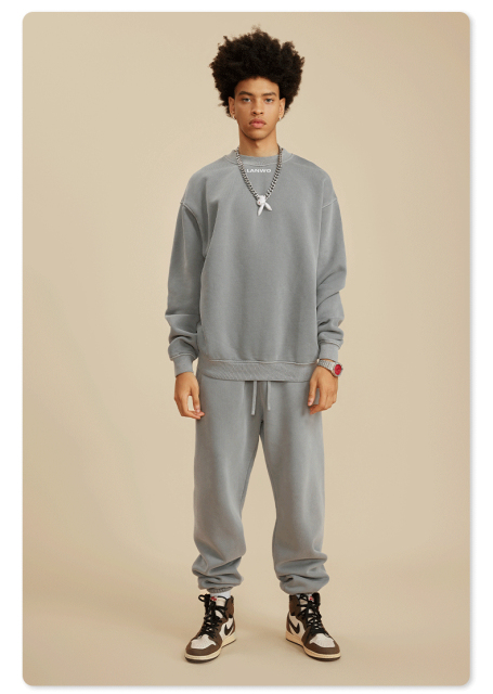 Hot Sale 440 Gsm Heavy Weight French Terry Pullover Sweater Wholesale Custom Logo Crew Neck Sweatshirt