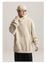 High Quality Pullover Thick Cotton Plain Hoodie In Bulk Custom Cropped Hoodie Men Puff Printed